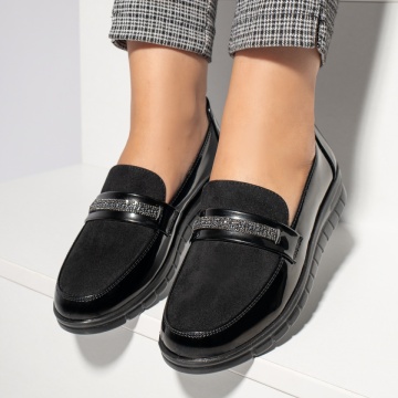 Pantofi casual dama cu strasuri aplicate negri suede MOD11935, 2, modlet.ro