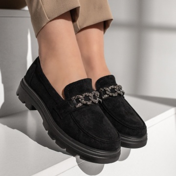 Pantofi casual dama cu strasuri negru suede MOD09981, 3, modlet.ro