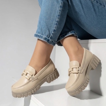 Pantofi casual dama cu talpa groasa bej DORA47