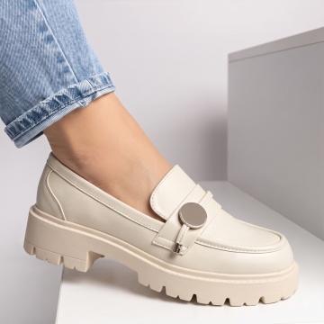 Pantofi casual dama cu talpa groasa, fara siret bej ANA79, 2, modlet.ro