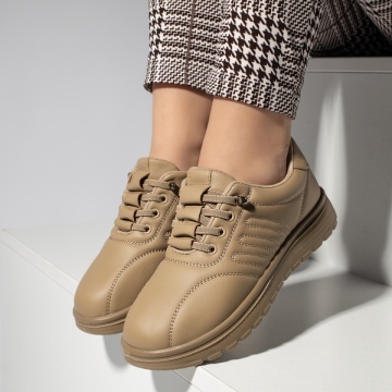 Reduceri pantofi casual dama, Pantofi casual dama cu talpa groasa khaki MOD14220, modlet.ro