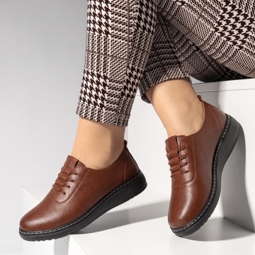 Incaltaminte dama, Pantofi casual dama cu talpa groasa maro IOANA4, modlet.ro