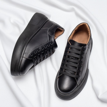 Pantofi casual dama cu talpa groasa negri din Piele naturala MOD08254, 1, modlet.ro