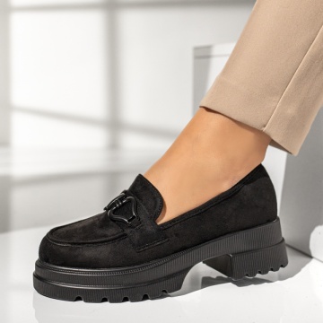 Pantofi casual dama cu talpa groasa negru suede MOD11039, 2, modlet.ro