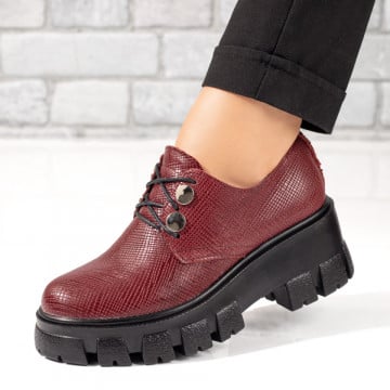 Pantofi casual dama cu talpa groasa visinii din Piele naturala ZEF09918, 2, zeforia.ro