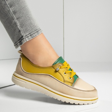 Pantofi casual dama cu talpa joasa galbeni MOD13162, 4, modlet.ro