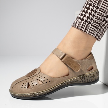 Pantofi casual dama, Pantofi casual dama cu talpa joasa khaki MOD14290, modlet.ro