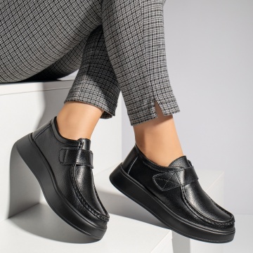 Pantofi casual dama cu talpa joasa negri din Piele naturala MOD12285, 3, modlet.ro
