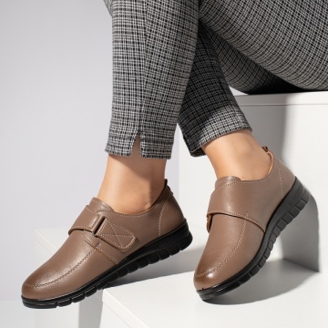 Pantofi casual dama cu talpa joasa si inchidere cu scai maro MOD11937, 4, modlet.ro