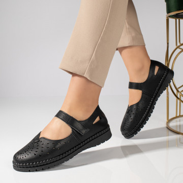 Pantofi casual dama cu talpa joasa si perforatii negri MOD11477, 2, modlet.ro
