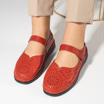Pantofi casual dama cu talpa joasa si perforatii visinii ANA57, 4, modlet.ro