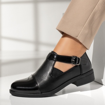 Pantofi casual dama cu varf lucios negri MOD09986, 2, modlet.ro