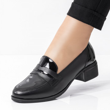 Pantofi casual dama negri cu aspect lacuit din Piele naturala MOD08306, 4, modlet.ro