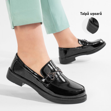 Pantofi casual dama negri cu aspect lucios MOD11217, 3, modlet.ro