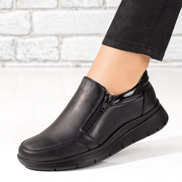 Pantofi casual dama negri cu fermoar din Piele naturala MOD08730, 1, modlet.ro