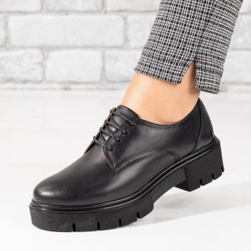 Pantofi casual dama negri cu siret din Piele naturala MOD03630, 1, modlet.ro