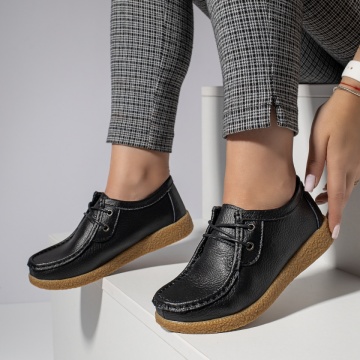 Pantofi casual dama negri cu siret din Piele naturala MOD03850, 2, modlet.ro
