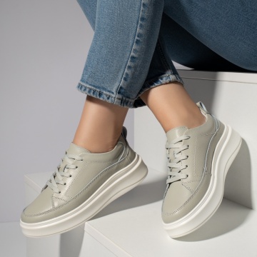 Pantofi casual gri dama din Piele naturala MOD11710, 2, modlet.ro