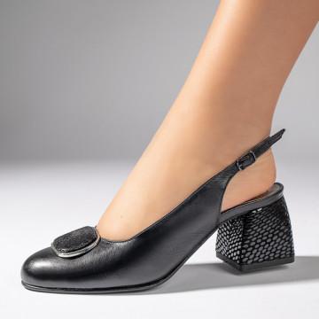 Pantofi cu toc gros dama negri din Piele naturala MOD11065, 1, modlet.ro