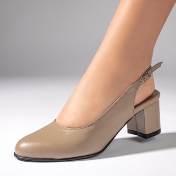 Pantofi cu toc gros si bareta gri din Piele naturala MOD11063, 1, modlet.ro