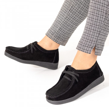 Pantofi dama casual negri suede din Piele naturala MOD03849, 3, modlet.ro