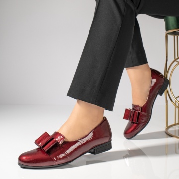 Pantofi dama cu funda bordo lacuiti din Piele naturala MOD06411, 3, modlet.ro