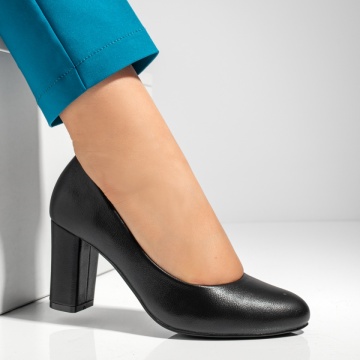 Pantofi dama cu toc gros negri MOD02834, 3, modlet.ro
