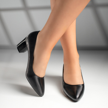 Pantofi dama cu toc gros negri MOD03690, 3, modlet.ro