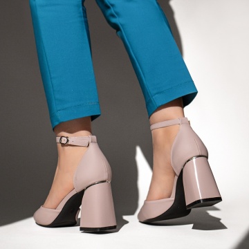 Pantofi dama cu toc gros si bareta mov deschis MOD13101, 2, modlet.ro