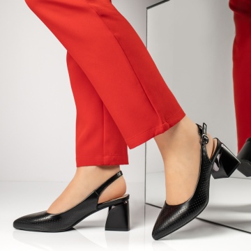 Pantofi dama cu toc gros si bareta negri IRIS34, 2, modlet.ro
