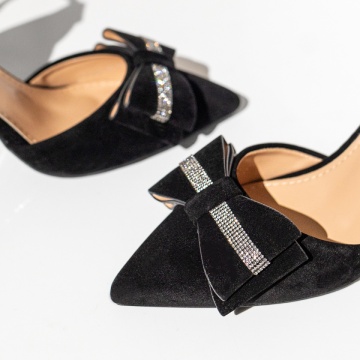 Pantofi dama cu toc gros si bareta negru suede LIA27, 2, modlet.ro