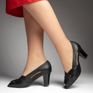 Pantofi dama cu toc negri din Piele naturala MOD13489, 2, modlet.ro