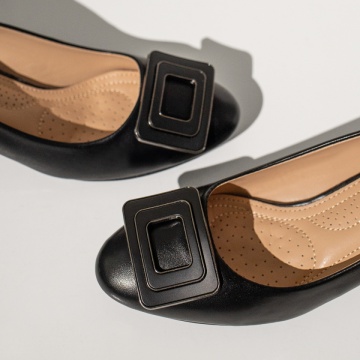 Pantofi dama cu toc si accesoriu decorativ negri MOD12981, 4, modlet.ro