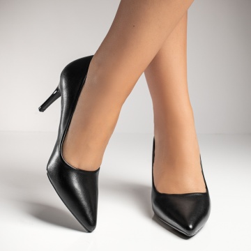 Pantofi dama cu toc subtire negri MOD12122, 2, modlet.ro