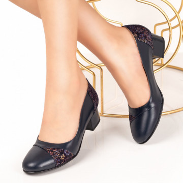 Pantofi dama eleganti cu toc albastri din Piele naturala MOD00230, 2, modlet.ro