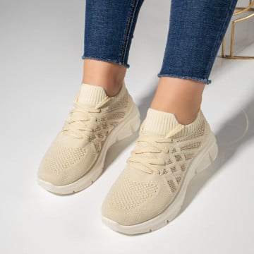 Pantofi dama sport din material textil bej MOD11523, 4, modlet.ro