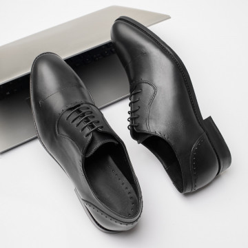Pantofi eleganti barbati cu siret negri din Piele naturala MOD11464, 4, modlet.ro