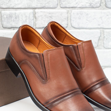 Pantofi eleganti barbati maro din Piele naturala MOD01519, 4, modlet.ro