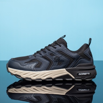 Pantofi sport barbati cu talpa groasa albastri din Piele naturala MOD13460, 1, modlet.ro