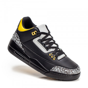 Pantofi sport barbati negri cu galben cu siret MDL07036
