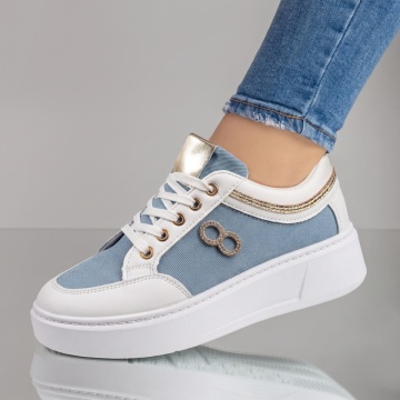 Adidasi dama, Pantofi sport dama albastri cu talpa groasa MOD11031, modlet.ro
