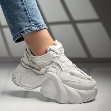 Pantofi sport dama albi cu aplicatii MOD11872, 2, modlet.ro