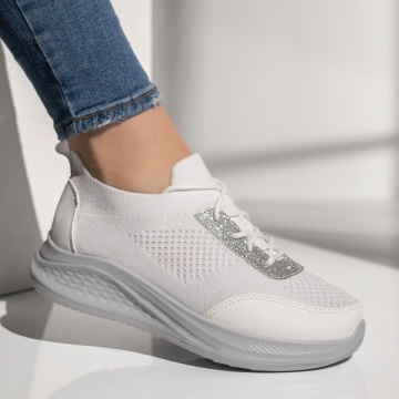 Pantofi sport dama cu siret albi MOD13398, 3, modlet.ro