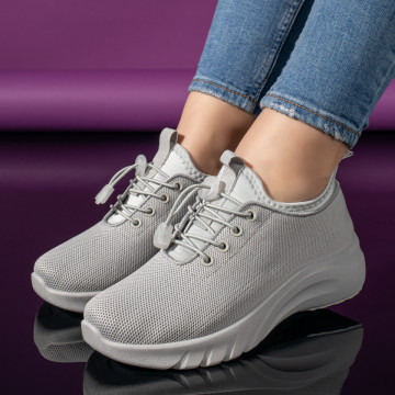 Pantofi sport dama cu siret elastic gri MOD11167, 2, modlet.ro