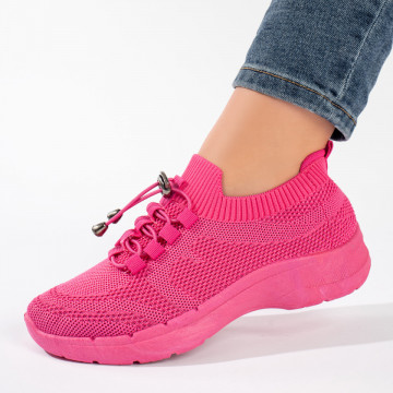 Pantofi sport dama cu siret elastic roz inchis MOD11170, 1, modlet.ro