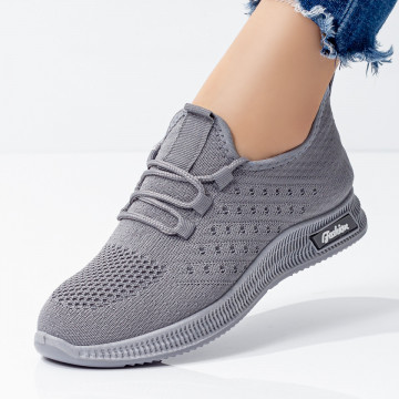 Pantofi sport dama cu siret gri MOD08060, 1, modlet.ro