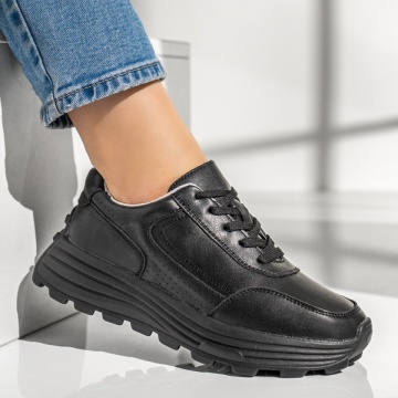 Pantofi sport dama cu siret negri din Piele naturala MOD12976, 4, modlet.ro