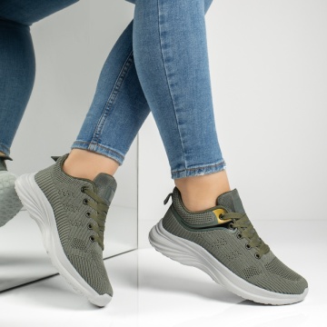 Pantofi sport dama cu siret si talpa groasa verzi MOD13220, 4, modlet.ro