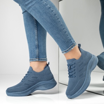 Pantofi sport dama cu talpa groasa albastri MOD13235, 2, modlet.ro
