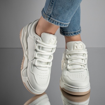 Pantofi sport dama cu talpa groasa albi MOD11743, 2, modlet.ro